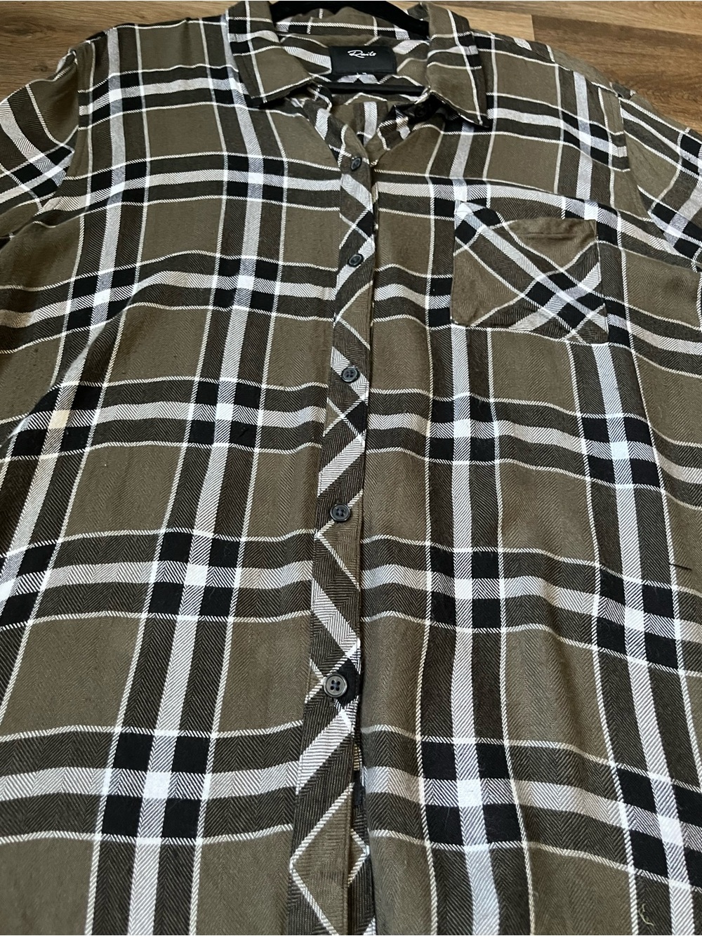 Rails Hunter Plaid Flannel Shirt | Women's XL | Kalamata Black | Olive Plaid - Picture 8 of 9